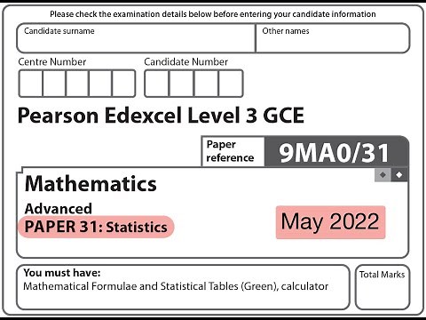 Edexcel A Level Maths - June 2022 - Statistics