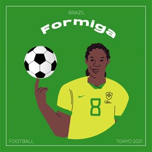 We continue our #OlympicPortrait series with the Brazilian soccer phenom, Formiga! Miraildes Maciel Mota, commonly known as Formiga, is a 43-year-old Brazilian footballer who plays as a midfielder for São Paulo FC and the Brazil national team. The midfielder has 201 caps for her national team and became the first women's player to participate in seven Olympic Games after playing 72 minutes against China. She made her Brazil debut at the 1995 World Cup as a 17-year-old and has played in every Oly