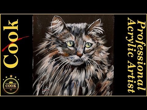 How to Paint Fur and Eyes on a Long haired Cat for the Beginner Acrylic Painter