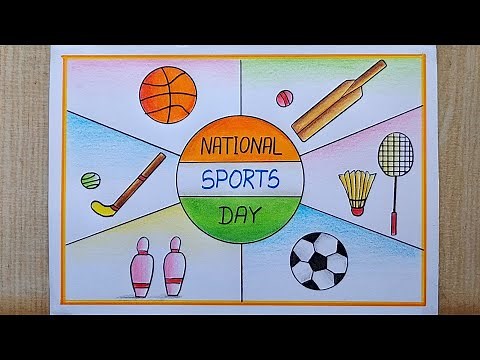 National Sports Day drawing easy| National Sports Day Poster Drawing| Sports Day Poster step by step