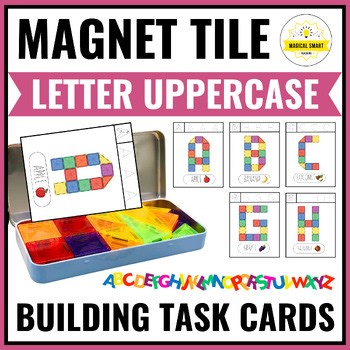 Magnet Tiles Alphabet Letter Building Mats and Task Cards Centers | Uppercase
