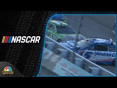 Kyle Larson looks three-wide, gets clipped by Daniel Suarez at Iowa Speedway | Motorsports on NBC