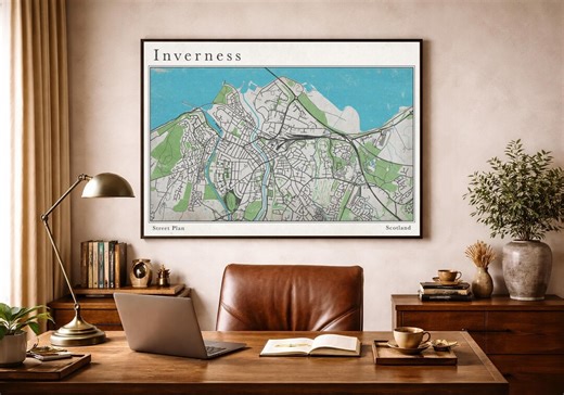 Inverness Map Print: Scotland City Wall Art (multiple Sizes) - Etsy