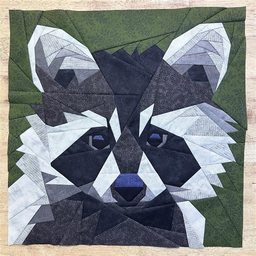 Raccoon Face Fpp--paper Piecing Quilt Block Pattern - Etsy