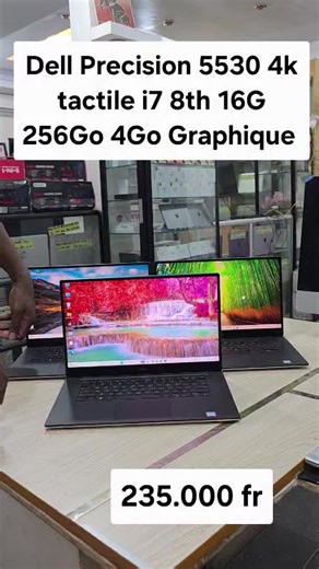 Mor Dieng on Instagram: "Dell Precision 5530 4k tactile Nvidia Processeur Intel Core i7 de 8e génération (i7-8850HQ) | Hexa Core | Vitesse de boost maximale de 2,6 GHz 4,30 GHz 16Go Ram DDR4 256Go SSD disque dur Carte graphique NVIDIA Quadro P2000 4Go dédiée DDR5 Écran 4k tactile 15.6 pouce 3840x2160 Combo casque/microphone | Webcam Clavier rétroéclairé Carte réseau sans fil Intel AC 9260 2x2 802.11ac | Bluetooth 5.0 | 2 x USB 3.0/PowerShare | 1 x Thunderbolt 3 | HDMI | Le modèle que vous recevr