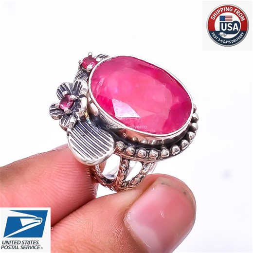 Ruby Art Deco Ring 925 Sterling Silver July Birthstone Jewelry - Etsy