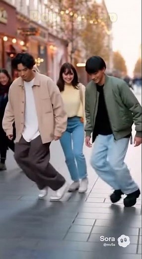 Sidewalk Shuffle: From Duo to Full Line #Shorts #DanceChallenge #ShuffleDance #StreetDance