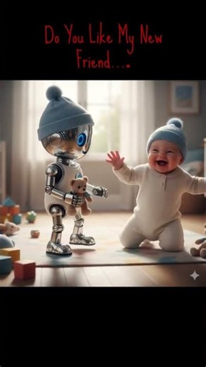 “When a Baby Meets His Robot Twin 🤖👶”cute