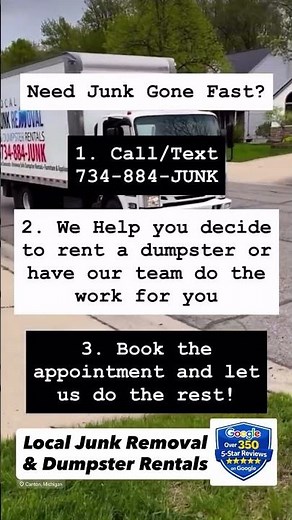 🚀 Remove Junk Today in Canton Michigan 🚛 Local Junk Removal & Dumpster Rentals ☎️ 734-884-JUNK ☎️