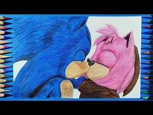 Dibujo el beso de Sonic y Amy Rose en Sonic 4 La película | Drawing Sonic and Amy Rose's kiss