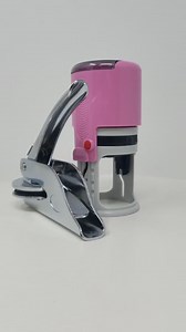 Alabama Notary Seal Embosser and Stamp Bundle | Silver Seal Embosser and Pink R-542 Round Self Inking Stamp