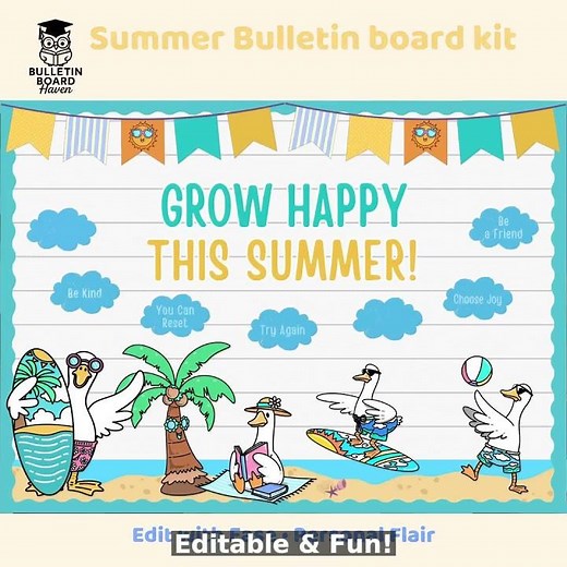 Silly Goose Summer Bulletin Board Kit | Editable Beach Decor