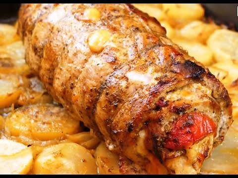 Χοιρινό ρόλο γεμιστό στην γάστρα με σάλτσα από μαύρη μπυρα!