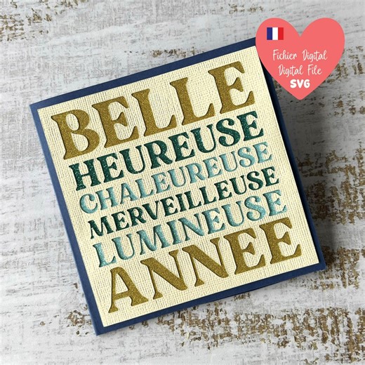 Carte Belle Heureuse Année SVG | Fichier Découpe Cricut Silhouette | Carte De Vœux Typographie | DIY Scrapbooking Nouvel An - Etsy