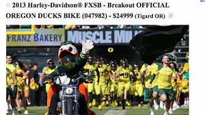 You can buy the Oregon Duck’s custom motorcycle on Craigslist