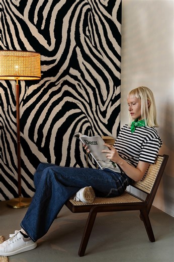 Zebra Print Peel and Stick Wallpaper - Black and Beige Animal Wall Mural - Etsy