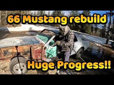 66 Mustang restoration, sandblasting, bodywork and primer