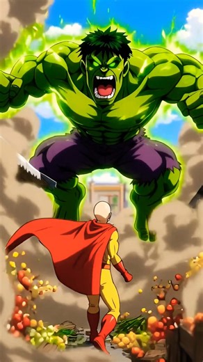 Saitama ONE SHOTS Hulk 💥 | Ultra 4K Cinematic Battle | #shorts #anime #ai