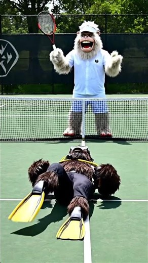 Bigfoot VLOG - Bigfoot in a full scuba suit, flippers, and mask tries to 'swim' across a busy 01