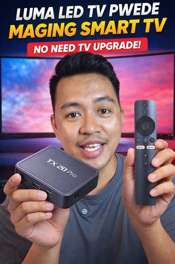 ETO NA ANG SOLUSYON SA LUMA MONG LED TV! 🔥📺 Hindi mo kailangan bumili ng bagong TV para maging SMART TV ito! 😱✨ Plug mo lang ang TX20 PRO Android TV Box at instant may YouTube, Netflix, Facebook, browser at marami pang apps! 🎬🎮🌐 ✅ 4K HD Display ✅ Android 15 System ✅ 2.4G/5G WiFi ✅ Bluetooth 5.2 ✅ Easy plug & play! Tipid ka na, upgrade pa ang experience mo! 💸➡️📺 Perfect sa bahay, negosyo, boarding house o kahit saan! #SmartTVUpgrade #AndroidTVBox #TipidTips #TechBudol #HomeUpgrade | Jose 