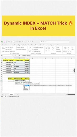 Excel INDEX MATCH Trick 🔥 | One Formula for Multiple Values #Excel #Shorts