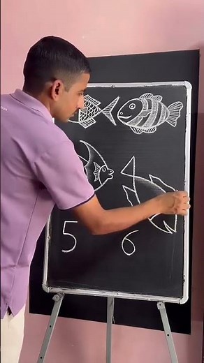 Easy Fish Chalk Drawings | Creative Blackboard Art for Beginners#viralvideo #viralshorts #artclass