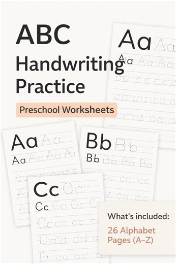ABC Handwriting Practice for Preschool | Alphabet Writing Worksheets Printable PDF - Etsy