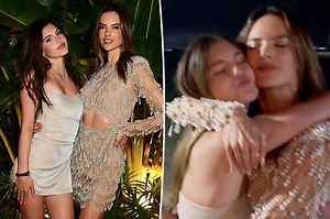 Alessandra Ambrosio and her look-alike daughter Anja, 15, pose in sparkling mini dresses on New Years Eve