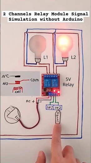 2 Channels Relay Module Signal Simulation without Arduino