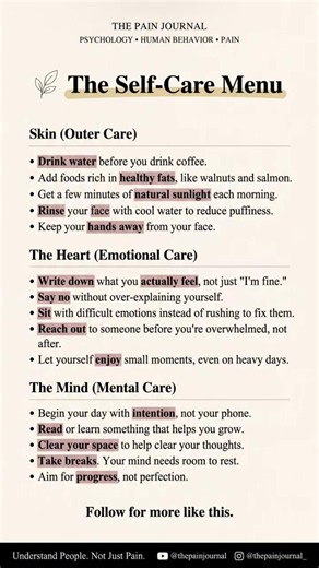 Self-care Menu #selfcare #selfgrowth #selfimprovement #psychology
