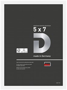 DEHA Design 5x7 Picture Frame Atlanta Matte White Aluminum Metal Frame with shatter resistant acrylic glass Horizontal and Vertical format for wall or tabletop with back easel