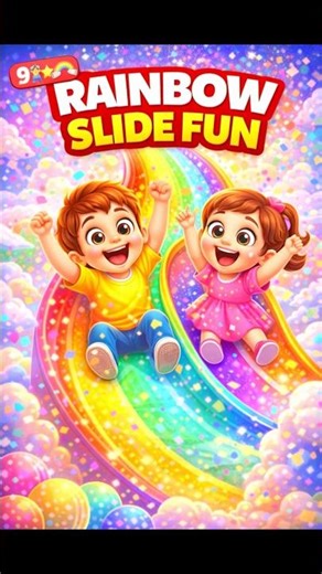 Rainbow Slide Fun 🌈 | Kids Colorful Playground Adventure #shorts