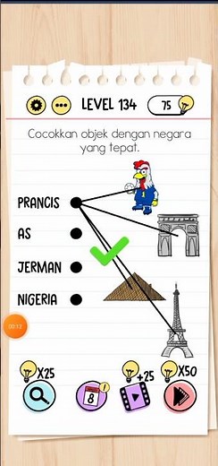 Cocokkan objek dengan negara yang tepat brain test level 134