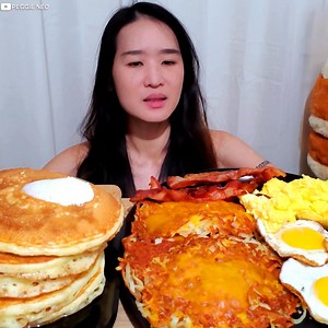 8.4K views · 334 reactions | Eating Denny's Grand Slam Pack wtih Buttermilk Pancakes! #pancakes #breakfast #mukbang #eatingshow #asmr #dennys | Peggie Neo | Facebook