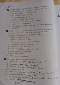(H) Form wh-questions so that you get the following as answers.... | Filo