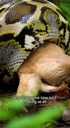 Python swallows whole cow 😱 #pyhton #animals #cow