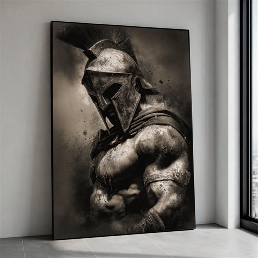 Spartan Warrior Canvas Art, Ancient Greek Soldier Wall Decor, Battle-ready Armor Print - Etsy