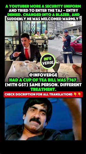 youTuber wore security uniform to enter taj hotel social experiment viral