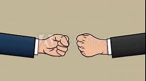 Conflicts between companies cartoon, Two businessmen Confrontation concept. 4K Animation, Alpha channel, Chrome key.