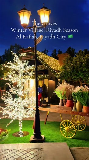 The Groves, Winter Village, Riyadh Season, Riyadh City, Saudi Arabia 🇸🇦 Located in the scenic Al-Rafiah District, The Groves is one of Riyadh Season’s most sophisticated zones, offering a refined blend of luxury dining, nature, and creative entertainment. Now in its fourth chapter, the zone features unique immersive concepts like Haret Abu Issam (a theatrical Syrian dining experience), Gulnaz Khanum (the first Saudi-born Persian concept), and Charlie Chonka, a whimsical interactive chocolate f