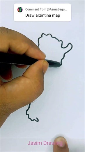 Draw Argentina Map Easy Trick #MapDrawing #MapOfArgentina #jasimdrawing