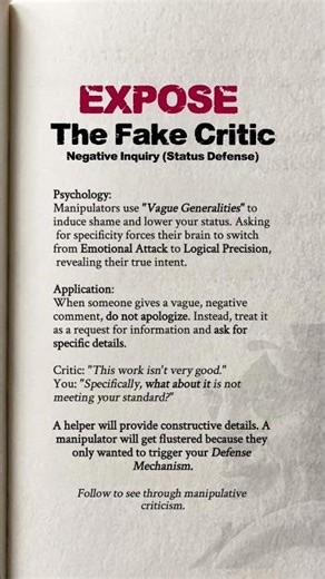 Vague Criticism? Do THIS Instead of Apologizing🛡️ #psychostick #humanbehavior #psycholgyfacts
