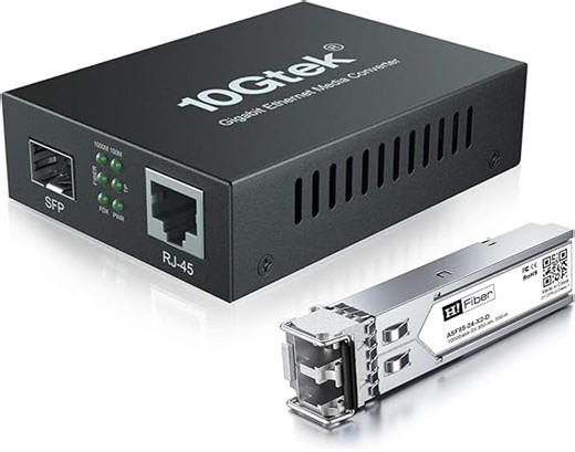 H!Fiber.com Gigabit Ethernet Medienkonverter, 1.25G SFP zu RJ45 Glasfaser zu Kupfer, mit einem SFP Transceiver (1000Base-SX, 550m, Multimode)