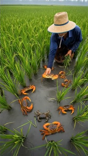 Farmer Picking Crabs Invade Village Fields in Rainy Season | Nature Wonder🦀👨‍🌾