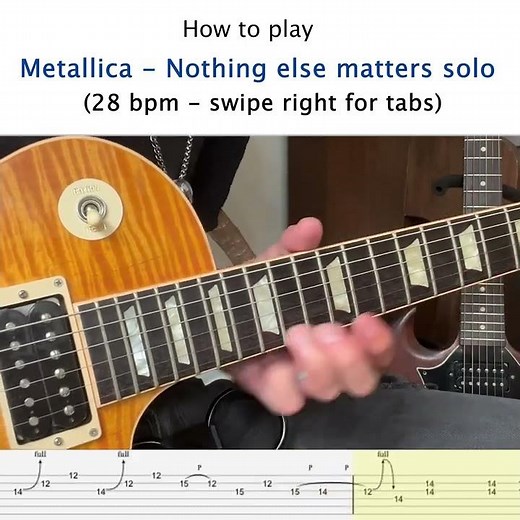 How to play Metallica Nothing else matters guitar solo slow tutorial with tabs