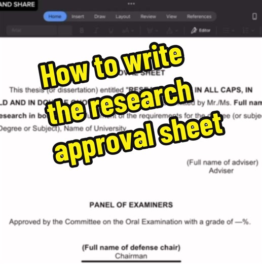 How to write the research approval sheet