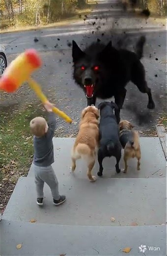 Boy and Dogs vs. Demons ⚔️🔥 #dog #cute
