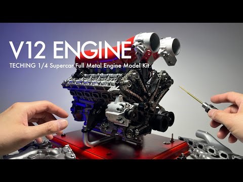Building a V12 Engine Model Kit - Full Metal Engine「TECHING 1/4 Engine Car Model Kit」
