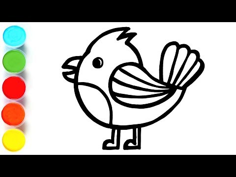 Drawing, Painting and Coloring Bird for Kids & Toddlers | Easy Animal Drawings