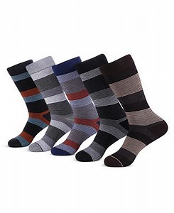Men's Genteel Striped Crew Socks 5 Pack - Macy's